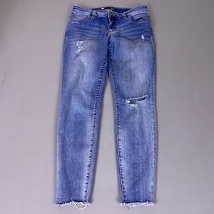 Kut from the Kloth Connie Ankle Skinny‎ Jeans Size 6 Blue Distressed Raw Hem